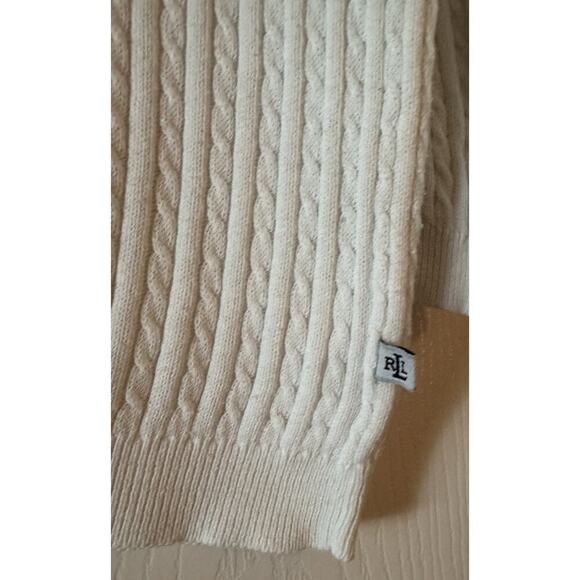 Lauren Ralph Lauren Women's Cable Knit V-Neck Sweater White Size XL - Picture 6 of 8